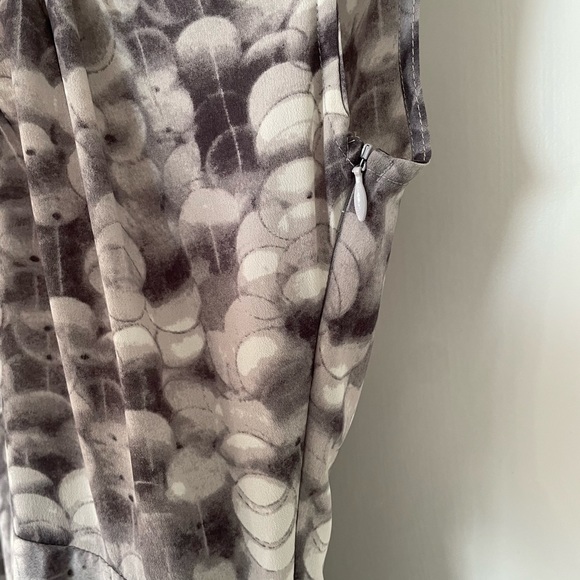 Anthropologie Coconino Gray White Meta Watercolor Dot A-line Fit and Flare Dress - Picture 6 of 7